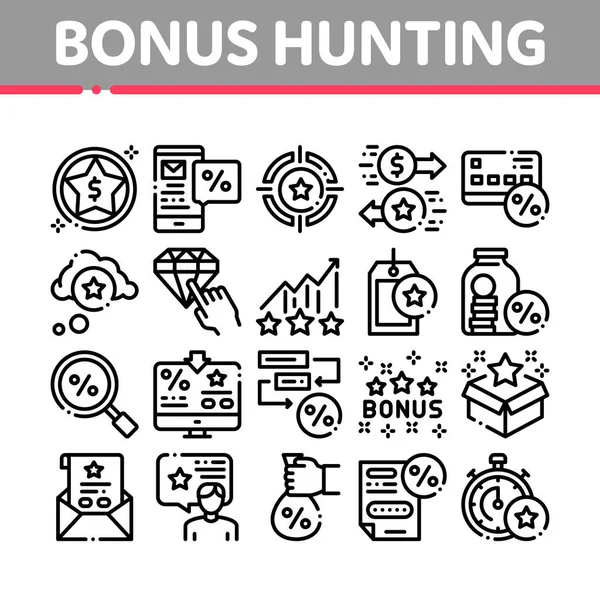 Vector de conjunto de iconos de elementos de colección de caza bono — Vector de stock