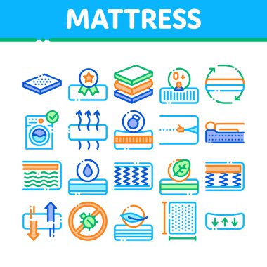 Mattress Orthopedic Collection Icons Set Vector clipart