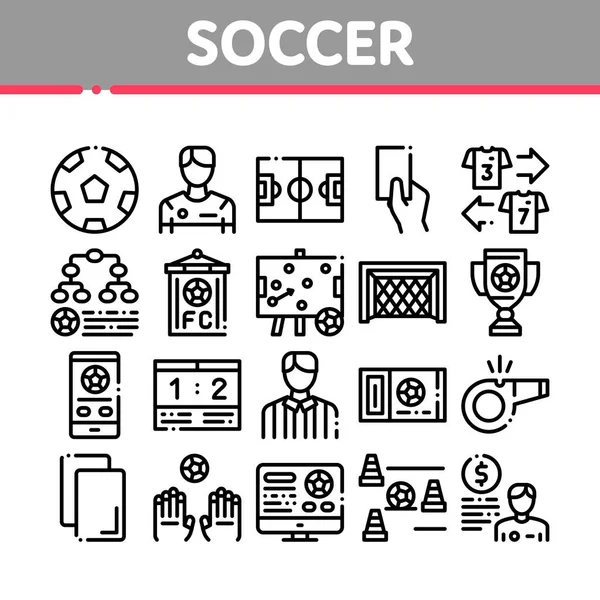 Futebol Futebol Jogo Coleção Ícones Set Vector —  Vetores de Stock