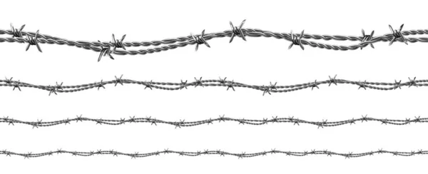 Twisted Barbed Wire Seamless Pattern Set Vector — Stock Vector