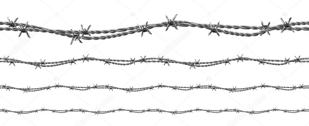 Twisted Barbed Wire Seamless Pattern Set Vector