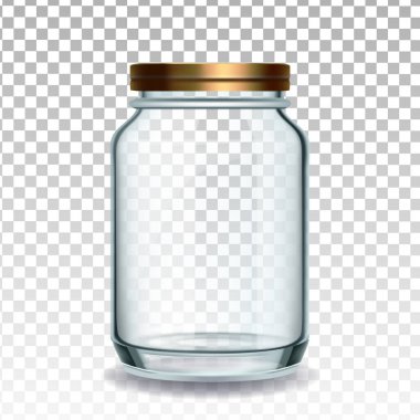 Jar Glass Reçel Vektörü İçin Altın Kapak Kapalı