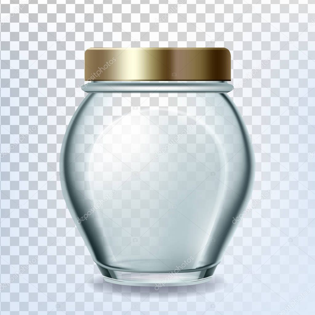 Glass Bottle Closed By Golden Cap For Sugar Vector