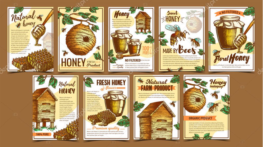 Bee Insect, Wild And Wooden Beehive Posters Vector