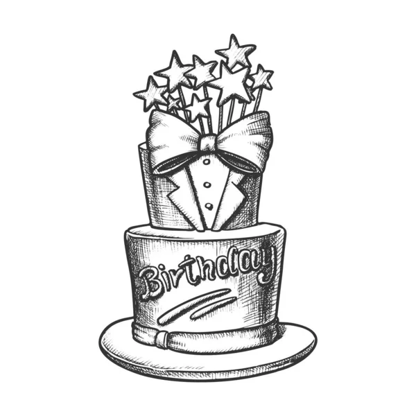 用合适的墨水矢量装饰的生日蛋糕 — 图库矢量图片
