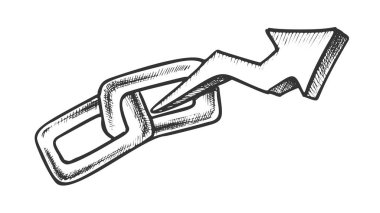 Engelleme Zinciri ve Artan Ok Tek Renk Vektörü