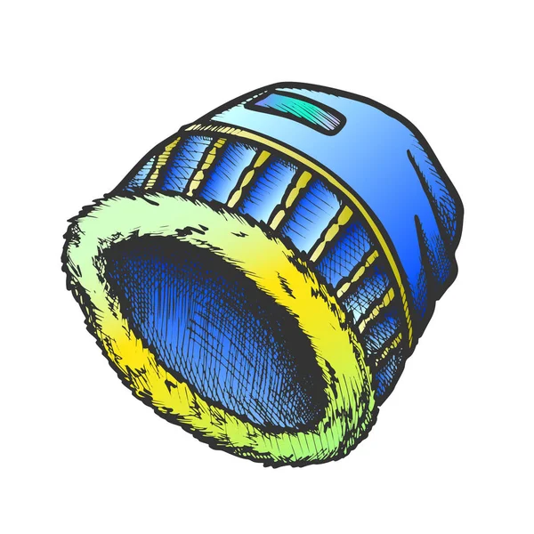 带Fur季节性磨损复古向量的冬季帽 — 图库矢量图片