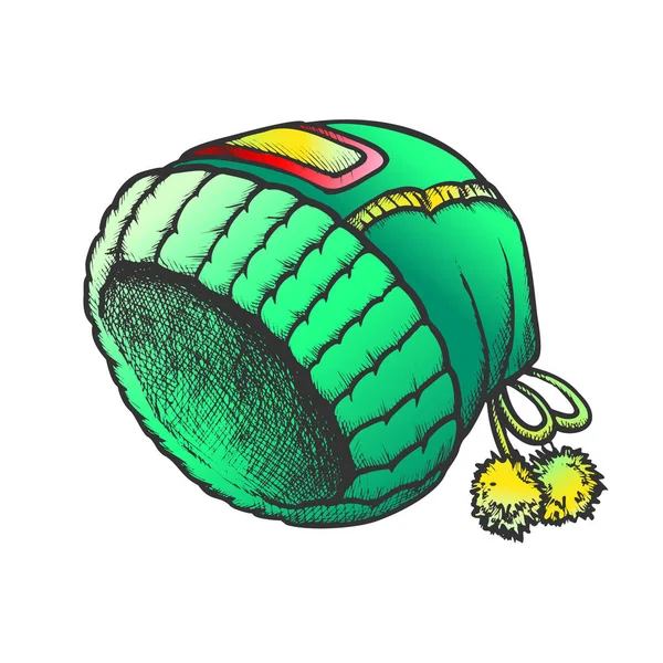 Χειμερινό καπάκι με αφράτο Pompons χρώμα διάνυσμα — Διανυσματικό Αρχείο