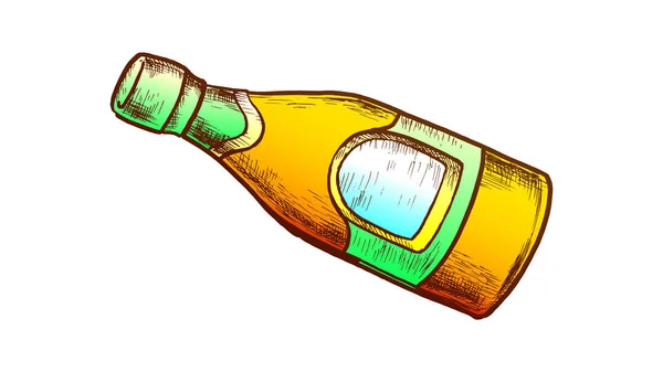 Botella de salsa de ostra con etiqueta en blanco Vector retro — Vector de stock