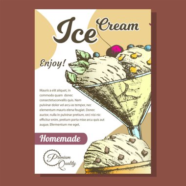 Meyve Kepçeli Cam Dondurma Sancak Vektörü