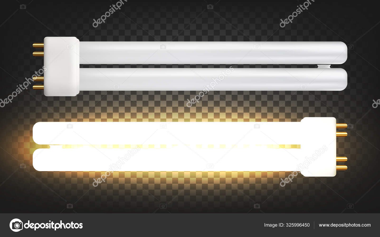 Lighting Lamp With Two Fluorescent Tubes Vector Stock Vector by