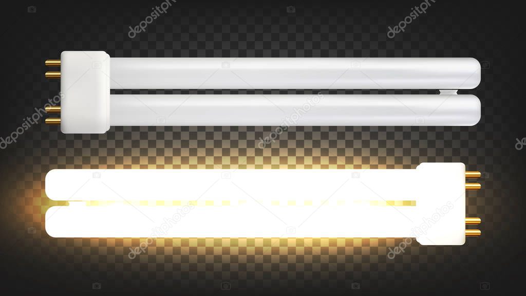 Lighting Lamp With Two Fluorescent Tubes Vector