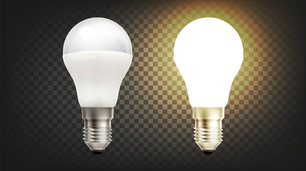 Energia economizar elétrico brilhante levou luz lâmpada vetor —  Vetores de Stock