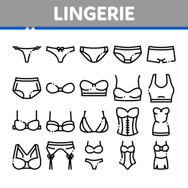 Lingerie podprsenky kalhotky kolekce ikon Set vektor — Stockový vektor