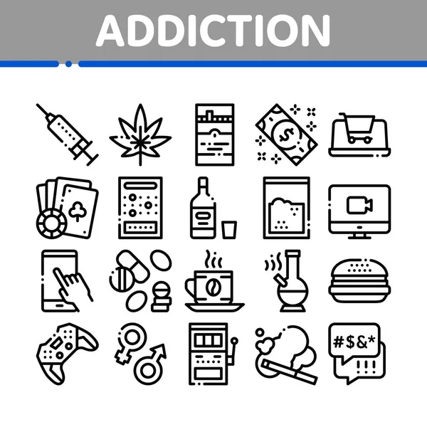 Addiction Bad Habits Collection Icons Set Vector Vector Graphics