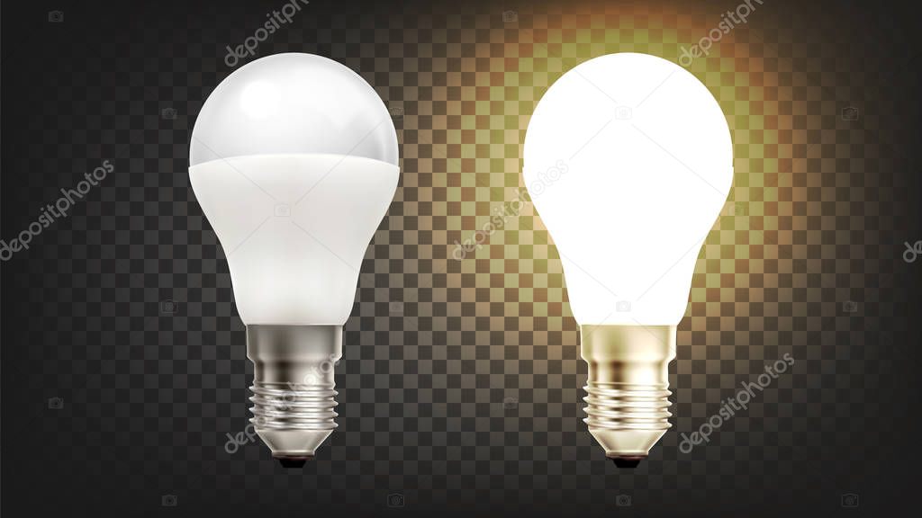 Energy Save Electric Glowing Led Light Bulb Vector