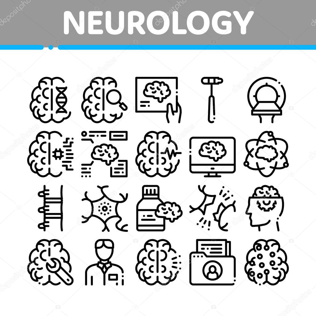 Neurology Medicine Collection Icons Set Vector