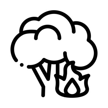 Ateş Yanan Ağaç Simgesi Çizim Çizimi