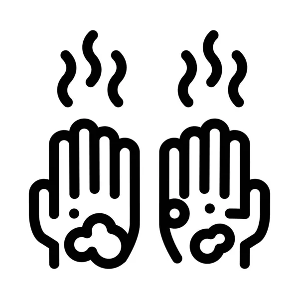 Ilustración de contorno de iconos de manos sucias y malolientes — Vector de stock