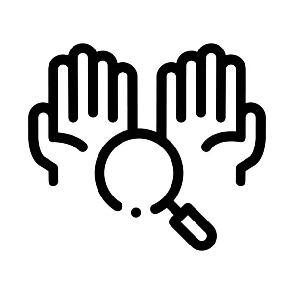 Hands And Magnifier Icon Outline Illustration — Stock Vector