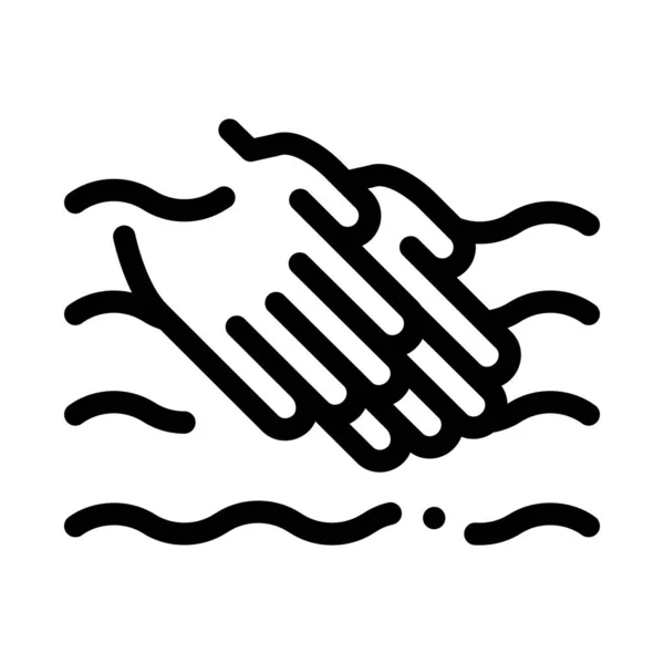 Χέρια πλύσιμο στο νερό εικονίδιο περίγραμμα απεικόνιση — Διανυσματικό Αρχείο