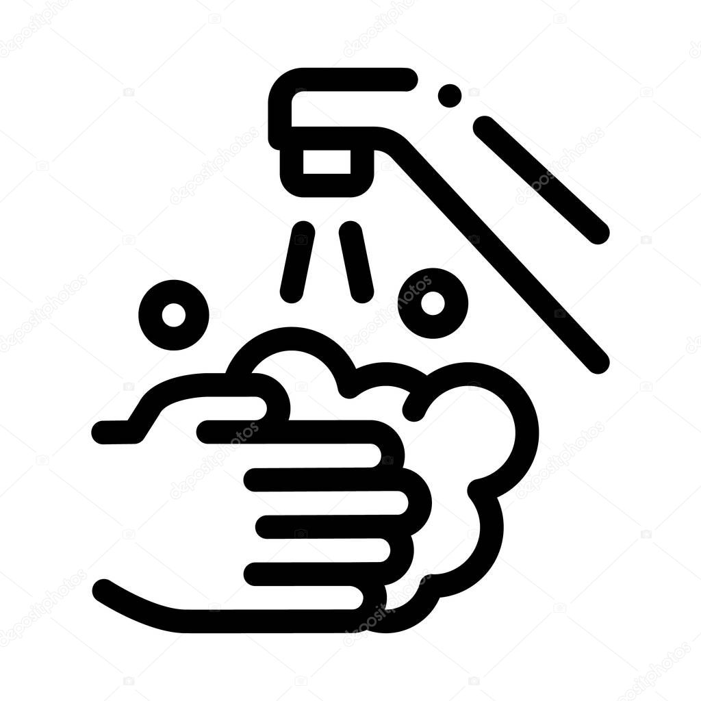 Hands Wash Water Faucet Icon Vector. Outline Hands Wash Water Faucet Sign. Isolated Contour Symbol Illustration
