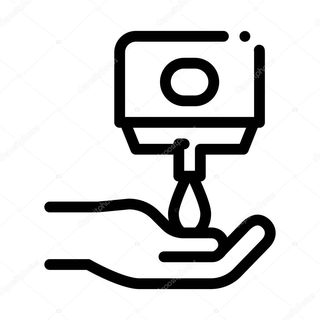 Hands And Liquid Soap Icon Vector. Outline Hands And Liquid Soap Sign. Isolated Contour Symbol Illustration
