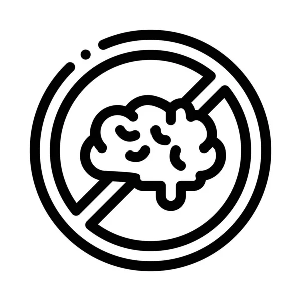 Brain Strikethrough Mark Icon Outline Illustration — Stock Vector