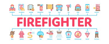 İtfaiyeci Ekipmanları Minimum Bilgisel Sancak Vektörü