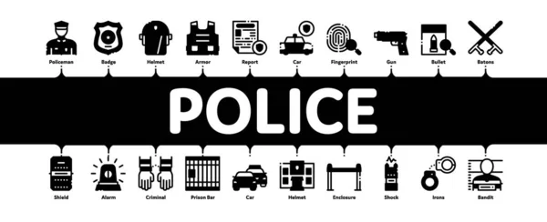 Polizei minimal Infografik Banner Vektor — Stockvektor