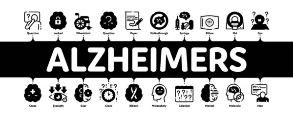 Alzheimer Malattia Minimal Infografica Banner Vector — Vettoriale Stock