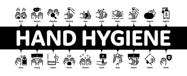 Vector de banner de infografía mínima de higiene saludable de la mano — Vector de stock