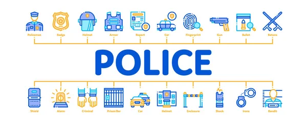 Polizei minimal Infografik Banner Vektor — Stockvektor