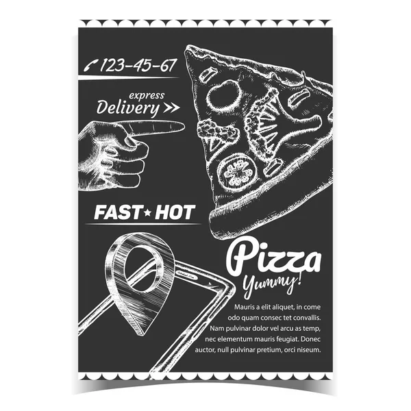 Vegetariano italiano Pizza Publicidade Banner Vector —  Vetores de Stock