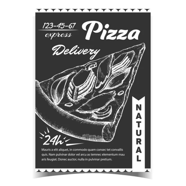 Delicious Natural Pizza Advertising Poster Vector — Stock Vector