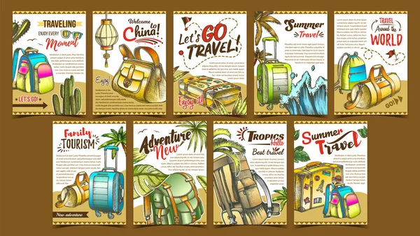 Векторные плакаты для летней коллекции тропических путешествий — стоковый вектор