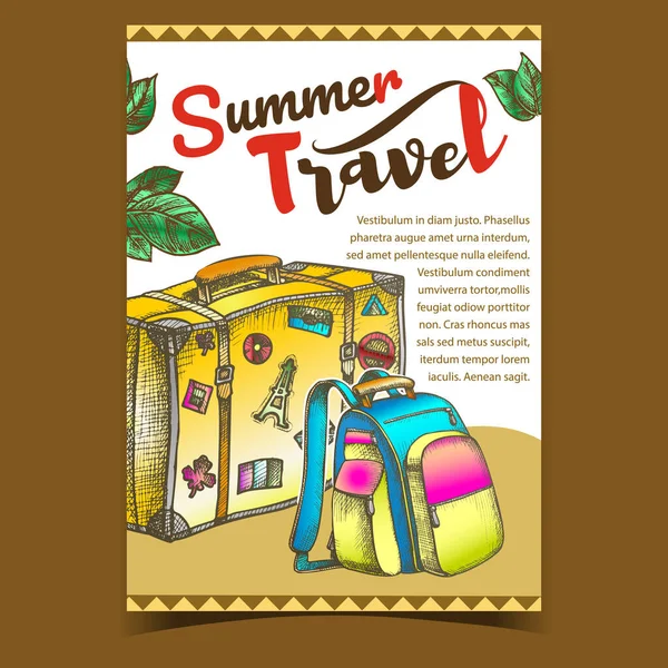 Summer Travel Bagaż na baner reklamowy wektor — Wektor stockowy