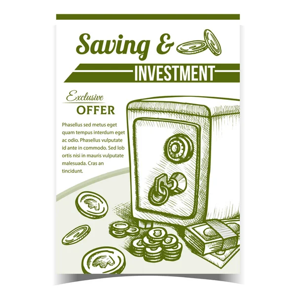 Vetor de bandeira de publicidade de poupança e investimento — Vetor de Stock