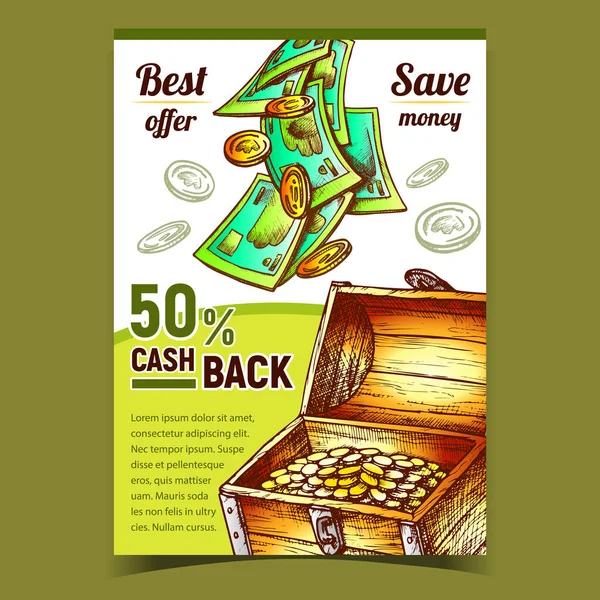 Cash Back Comercial Publicidade Poster Vector —  Vetores de Stock
