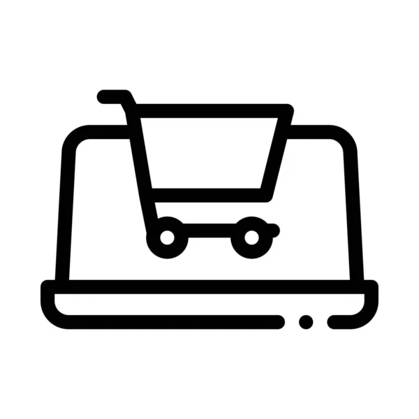 Ícone de compras na Internet Icon Vector Outline Illustration — Vetor de Stock