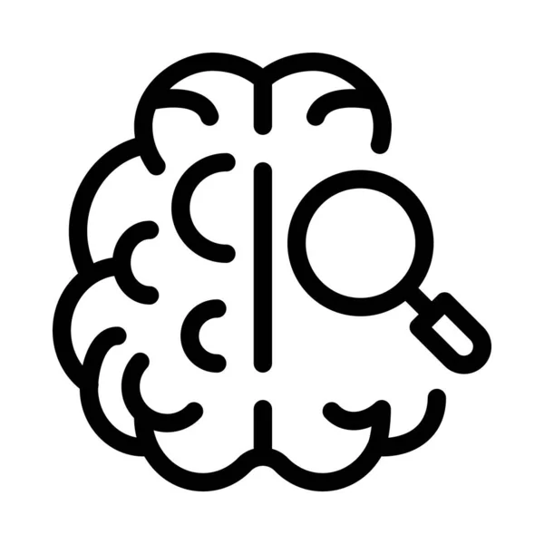 Illustrazione del profilo vettoriale dell'icona della lente d'ingrandimento cerebrale — Vettoriale Stock