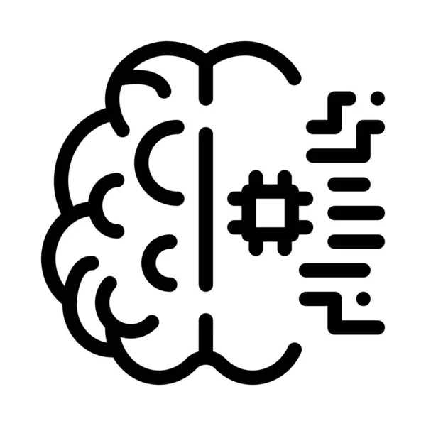 Ai Brain Chip Icono Vector Esquema Ilustración — Vector de stock