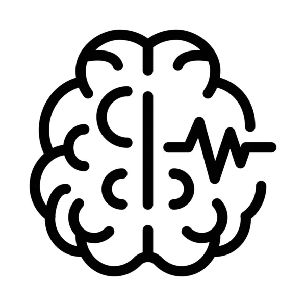 Імпульсна піктограма мозку Векторна контурна ілюстрація — стоковий вектор
