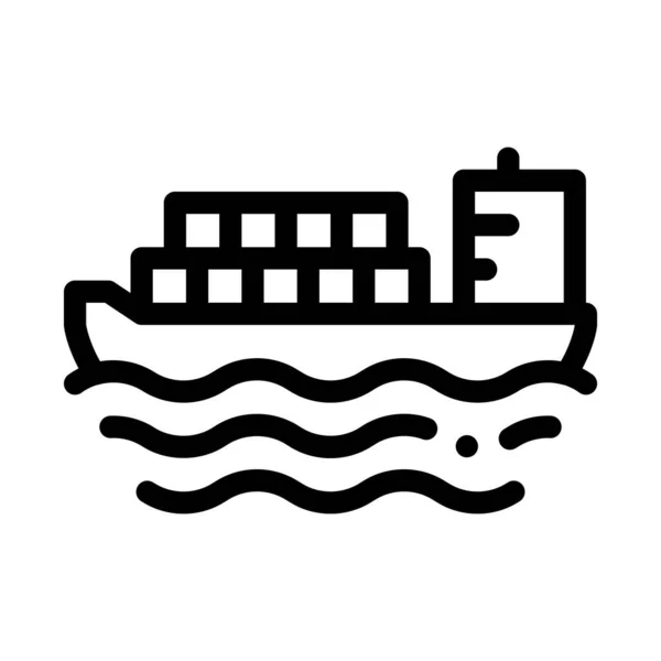 海上アイコンベクトルでの貨物船概要イラスト — ストックベクタ