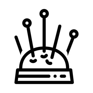 İğne Yastık Simgesi Vektör Taslak Çizimi