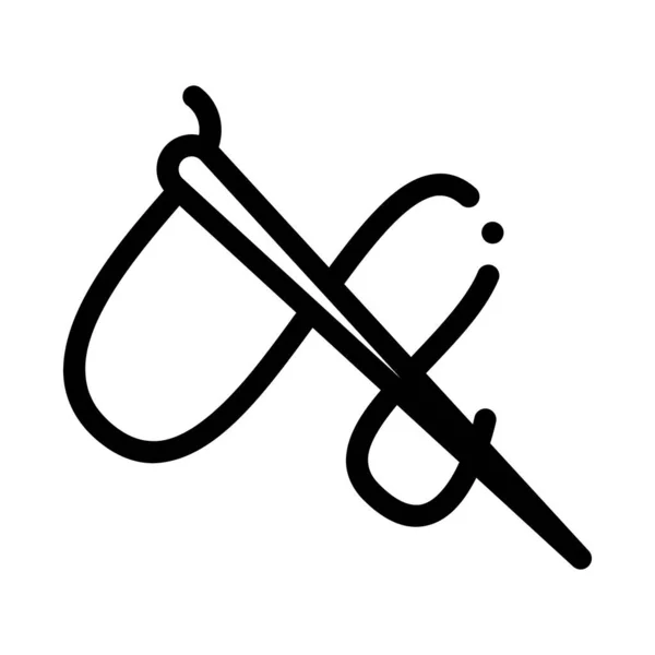 Nål och tråd Ikon vektor skiss Illustration — Stock vektor
