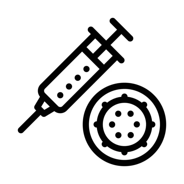 Injekční stříkačka a Virus Icon Vector Outline Illustration — Stockový vektor