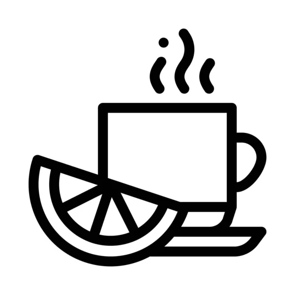 Εικόνα περίγραμμα διάνυσμα κύπελλο τσάι λεμόνι εικονίδιο — Διανυσματικό Αρχείο
