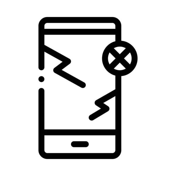 Broken Smartphone Εικονίδιο διάνυσμα Περίγραμμα Εικονογράφηση — Διανυσματικό Αρχείο