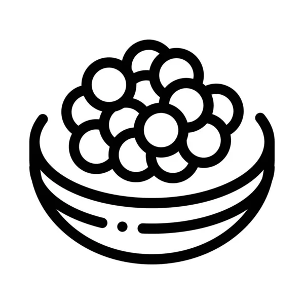 Illustration vectorielle de contour d'icône de caviar sur plateau — Image vectorielle